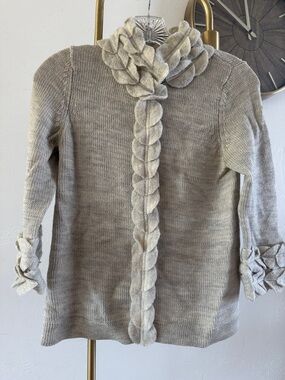 Anthropologie Moth Wool Braided Trim Button-Up Sweater Small